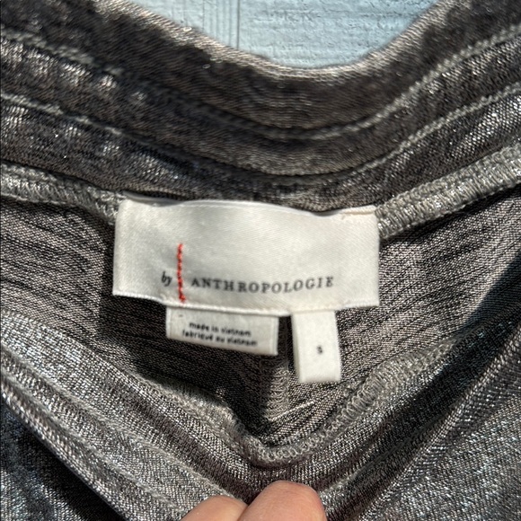 Anthropologie- Silver Metallic Jogger Pants - Picture 2 of 6